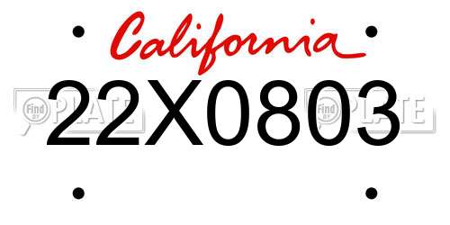 22X0803 California License Plate