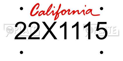 22X1115 California License Plate