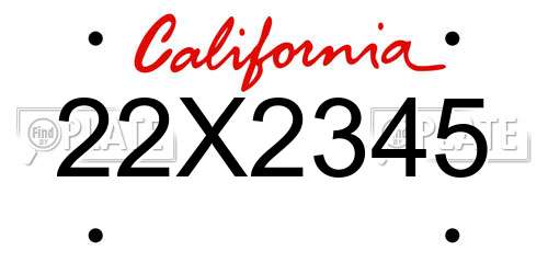 22X2345 California License Plate