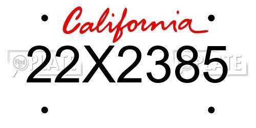 22X2385 California License Plate