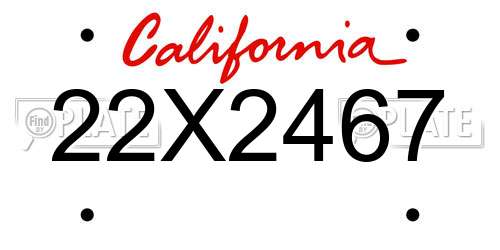 22X2467 California License Plate