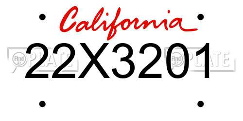 22X3201 California License Plate