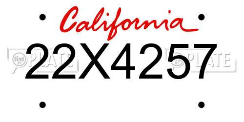 22X4257 California License Plate