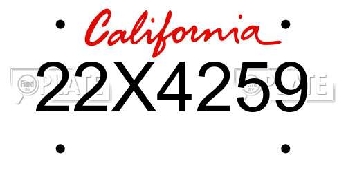 22X4259 California License Plate