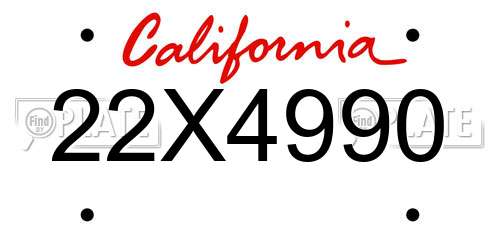 22X4990 California License Plate