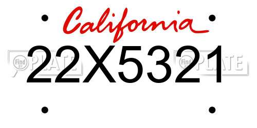 22X5321 California License Plate