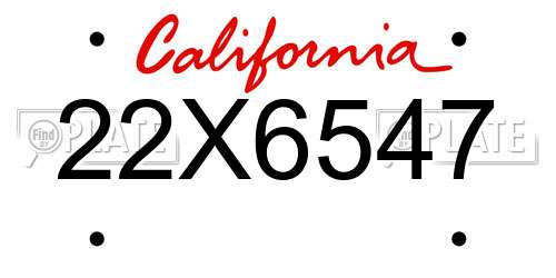 22X6547 California License Plate