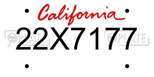 22X7177 California License Plate