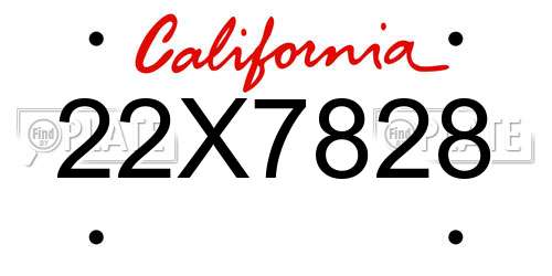22X7828 California License Plate