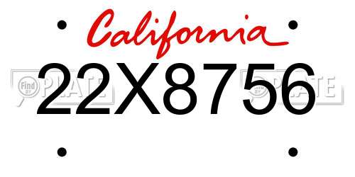 22X8756 California License Plate