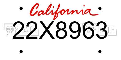 22X8963 California License Plate