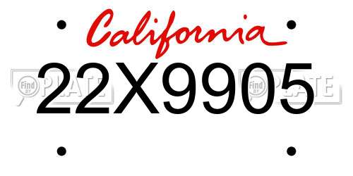 22X9905 California License Plate