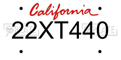 22XT440 California License Plate