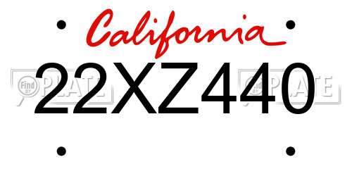 22XZ440 California License Plate