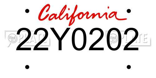 22Y0202 California License Plate