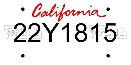 22Y1815 California License Plate