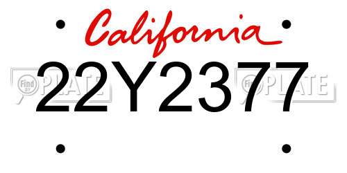 22Y2377 California License Plate