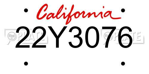 22Y3076 California License Plate
