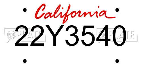 22Y3540 California License Plate