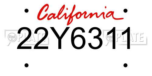 22Y6311 California License Plate