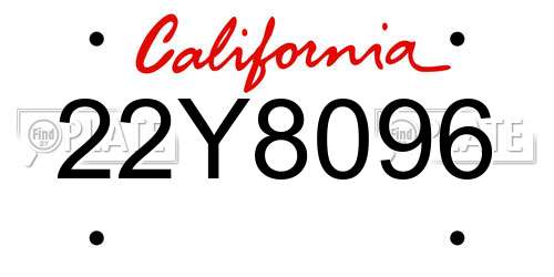 22Y8096 California License Plate