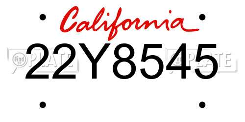 22Y8545 California License Plate