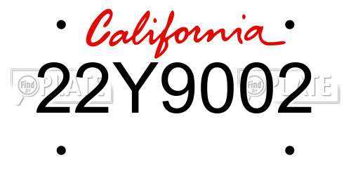 22Y9002 California License Plate