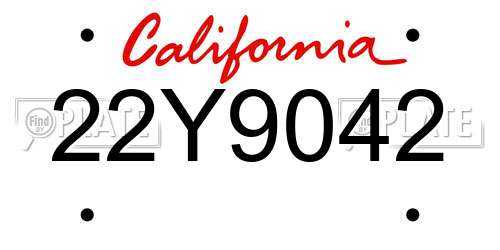 22Y9042 California License Plate