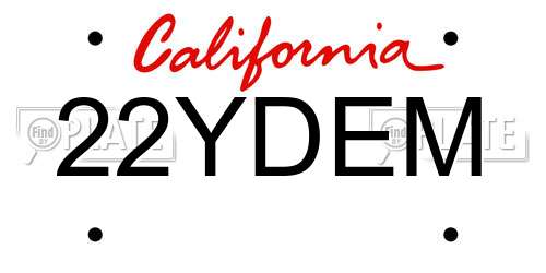 22YDEM California License Plate