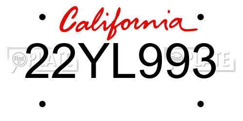 22YL993 California License Plate