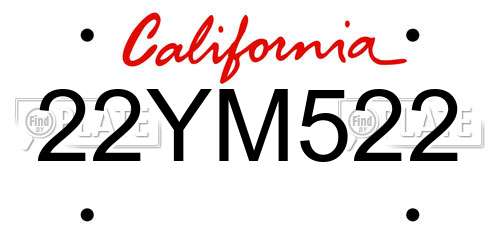22YM522 California License Plate