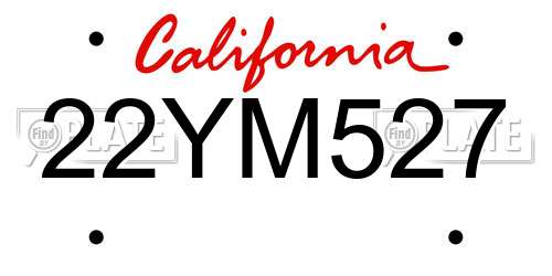 22YM527 California License Plate