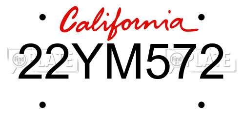 22YM572 California License Plate