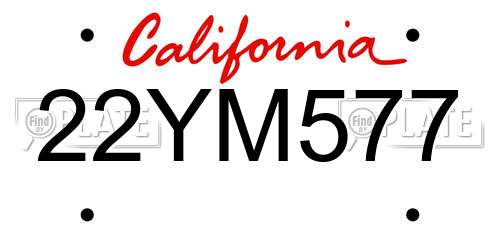 22YM577 California License Plate