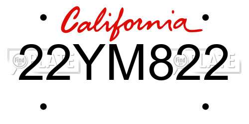 22YM822 California License Plate