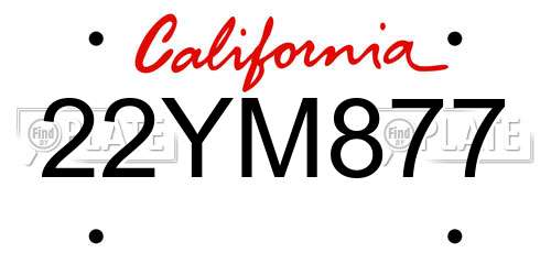 22YM877 California License Plate