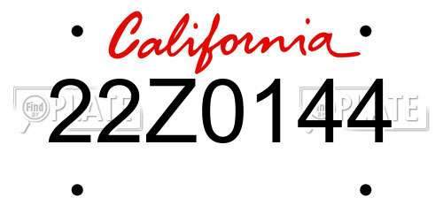 22Z0144 California License Plate
