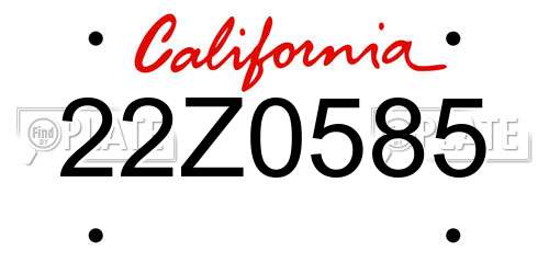 22Z0585 California License Plate