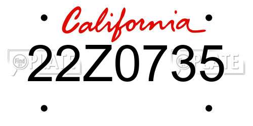 22Z0735 California License Plate