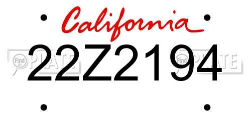 22Z2194 California License Plate