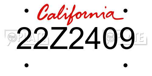 22Z2409 California License Plate