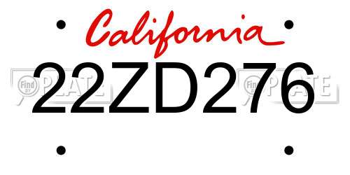 22ZD276 California License Plate
