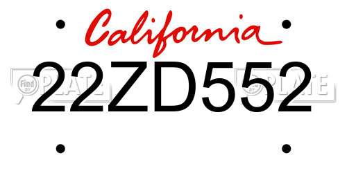 22ZD552 California License Plate