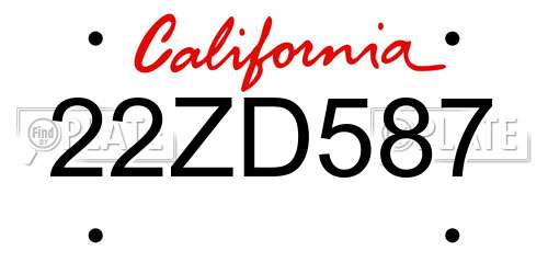 22ZD587 California License Plate