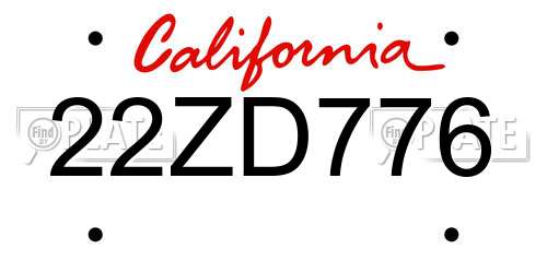 22ZD776 California License Plate