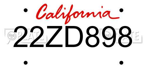 22ZD898 California License Plate