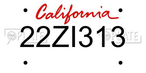 22ZI313 California License Plate