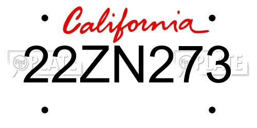 22ZN273 California License Plate