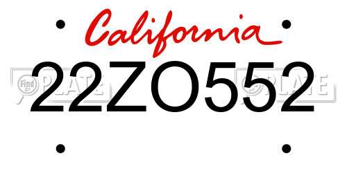 22ZO552 California License Plate