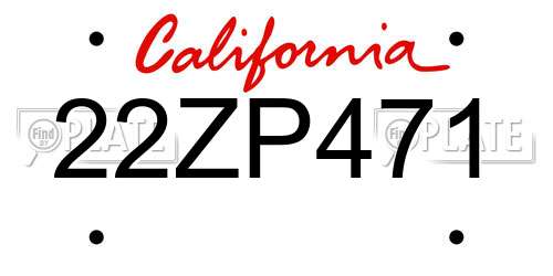 22ZP471 California License Plate